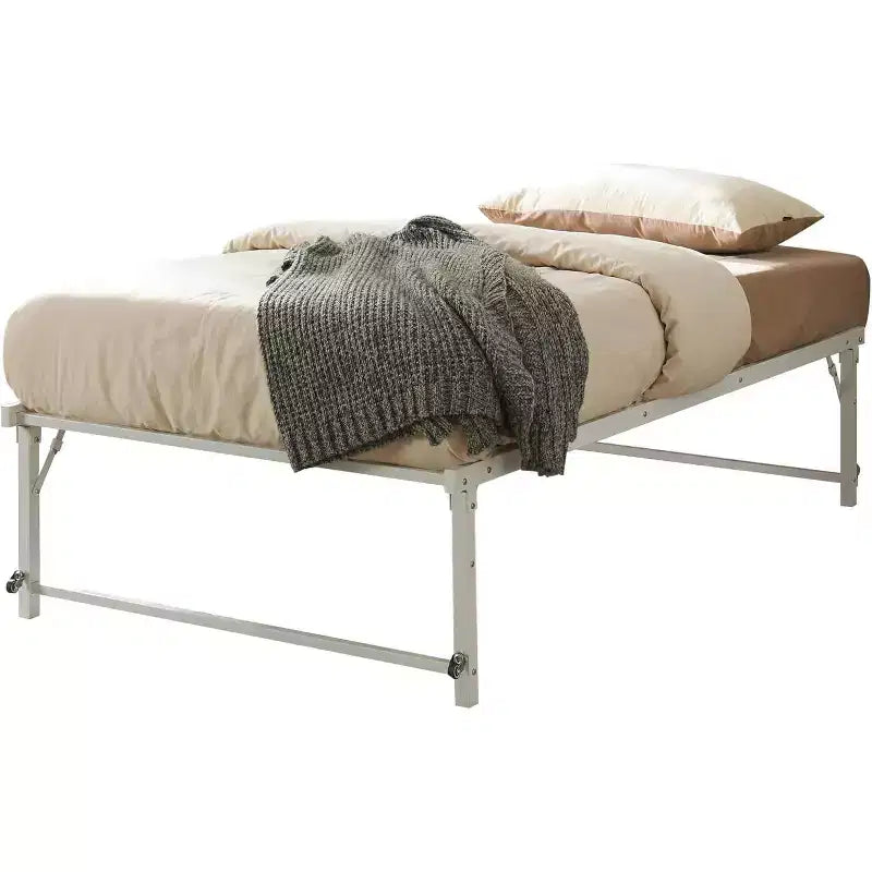 Kings Brand Furniture Letto Estraibile a Scomparsa in Metallo Misura Doppia con Ruote - Soluzione Salvaspazio Robusta ed Elegante