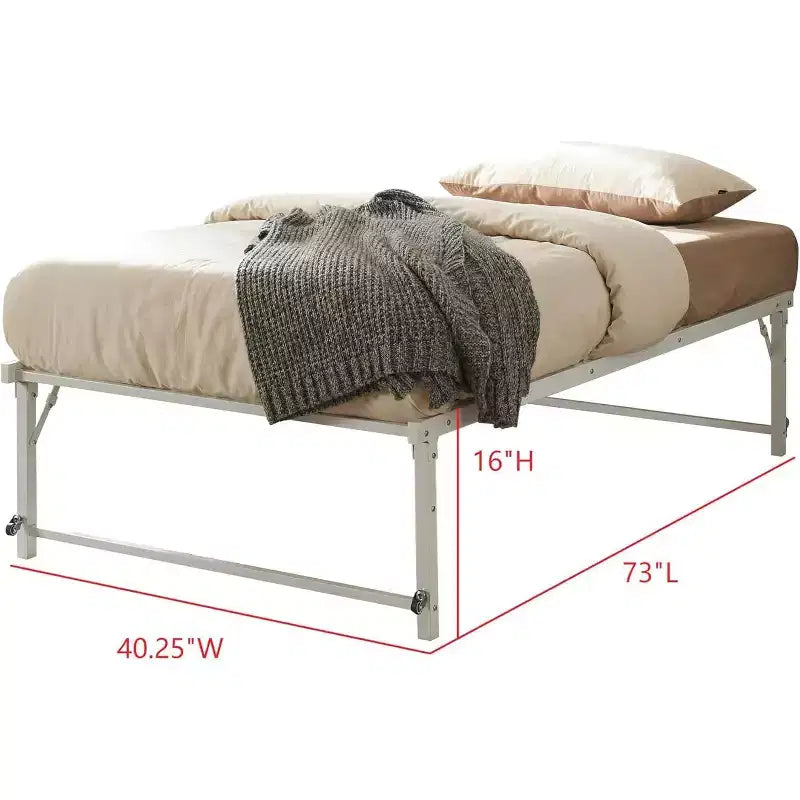 Kings Brand Furniture Letto Estraibile a Scomparsa in Metallo Misura Doppia con Ruote - Soluzione Salvaspazio Robusta ed Elegante