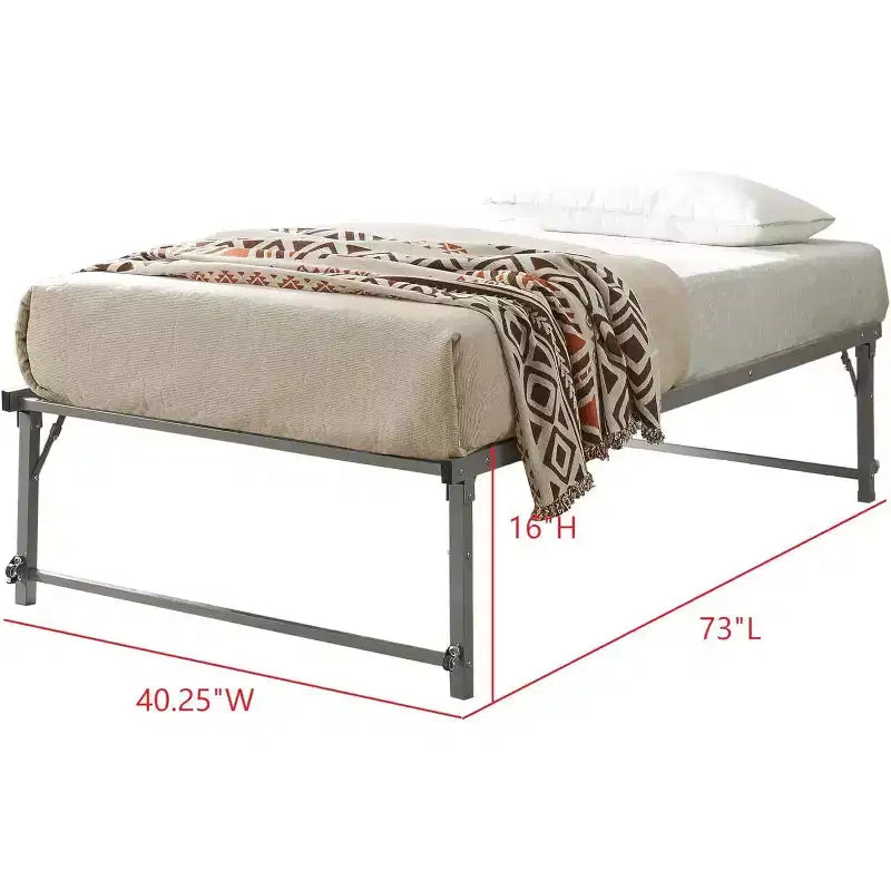 Kings Brand Furniture Letto Estraibile a Scomparsa in Metallo Misura Doppia con Ruote - Soluzione Salvaspazio Robusta ed Elegante