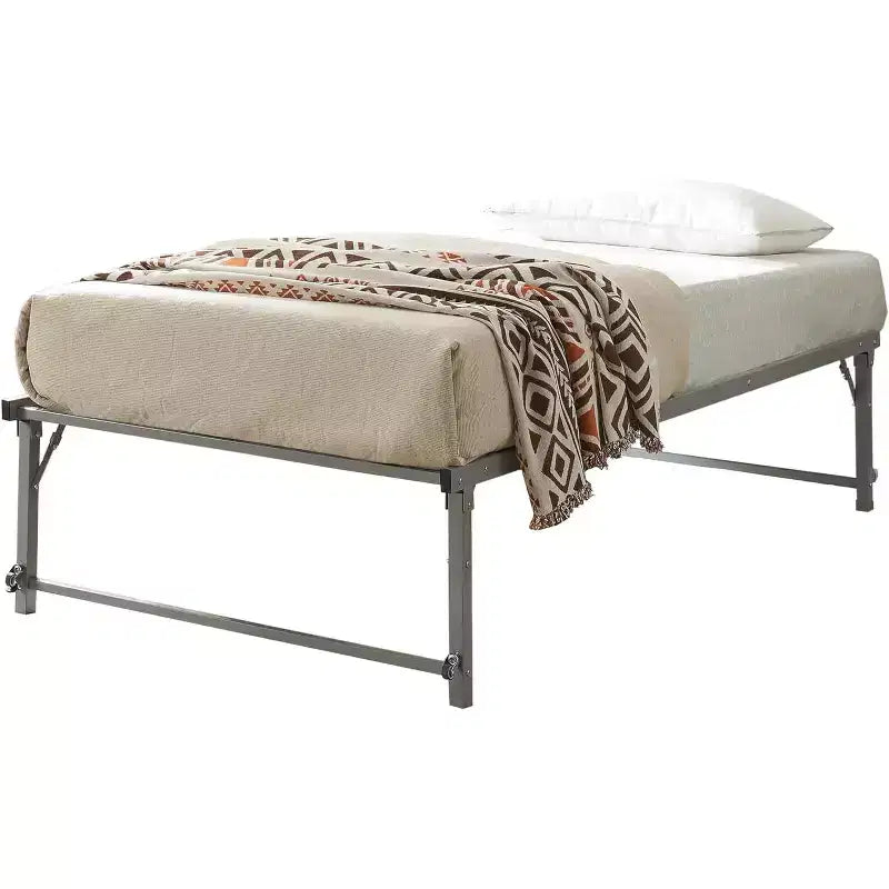 Kings Brand Furniture Letto Estraibile a Scomparsa in Metallo Misura Doppia con Ruote - Soluzione Salvaspazio Robusta ed Elegante