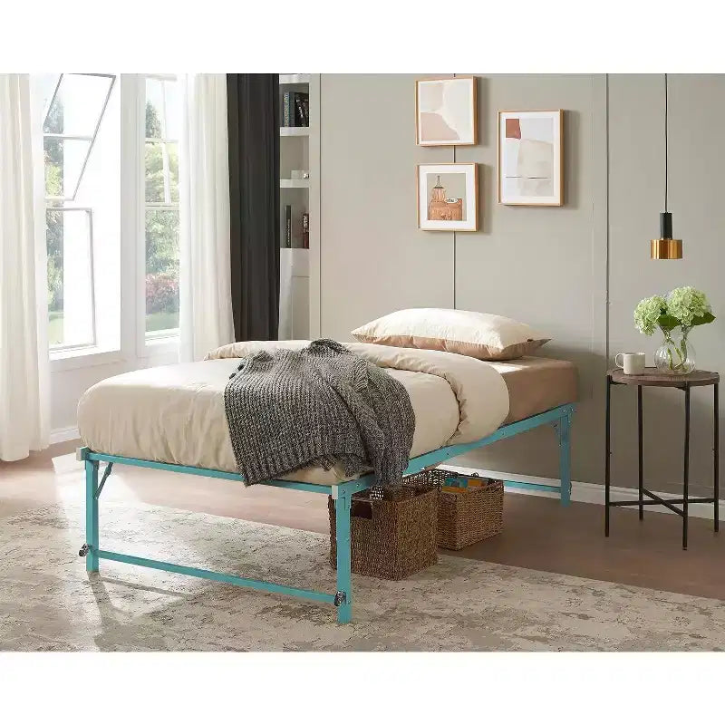 Kings Brand Furniture Letto Estraibile a Scomparsa in Metallo Misura Doppia con Ruote - Soluzione Salvaspazio Robusta ed Elegante