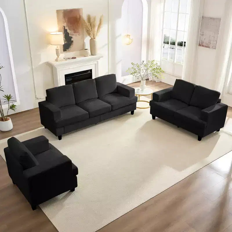 Set di divani da soggiorno 3 pezzi Mjkone larghezza 82, divani a 3 posti e set divanetti con poltrona, set di mobili modulari componibili