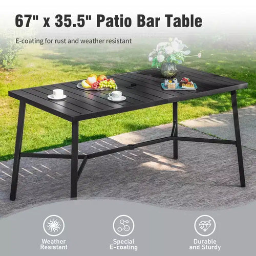 Set da Bar per Esterni Captiva Designs con Tavolo da Bar in Acciaio e Sgabelli da Bar in Rattan con Cuscini