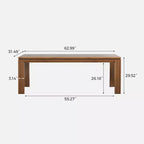 Luck Live Modern Patio Dining Tables Tavolo da pranzo da esterno in legno massello da 62,99 pollici/Marrone, per 4-6 persone