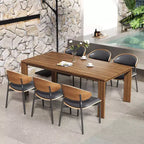 Luck Live Modern Patio Dining Tables Tavolo da pranzo da esterno in legno massello da 62,99 pollici/Marrone, per 4-6 persone