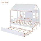 Whisen Letto a Capanna in Legno Full Size con Letto Estraibile Twin Size, Divano Letto in Legno