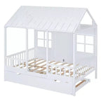 Whisen Letto a Capanna in Legno Full Size con Letto Estraibile Twin Size, Divano Letto in Legno