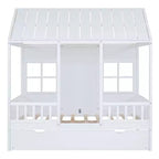 Whisen Letto a Capanna in Legno Full Size con Letto Estraibile Twin Size, Divano Letto in Legno