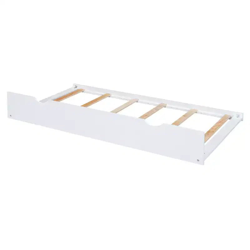 Whisen Letto a Capanna in Legno Full Size con Letto Estraibile Twin Size, Divano Letto in Legno