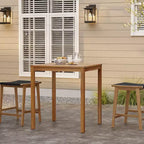 LuxenHome Tavolo da pranzo da esterno in legno di acacia marrone, altezza bancone, 94 cm, per 4 persone
