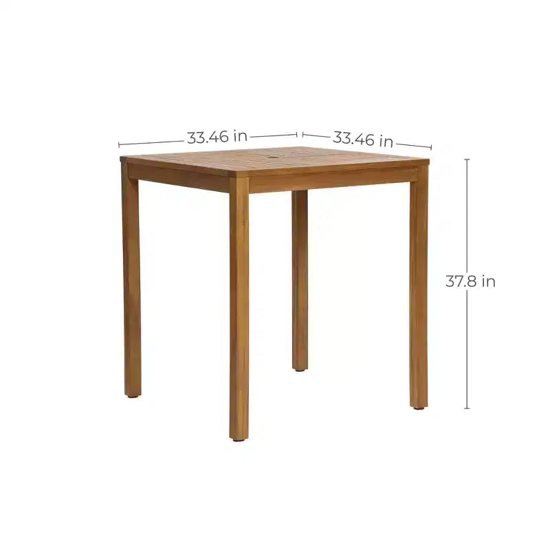 LuxenHome Tavolo da pranzo da esterno in legno di acacia marrone, altezza bancone, 94 cm, per 4 persone
