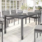 Martha Stewart Bedford 71 Tavolo da esterno-interno con finitura in alluminio spazzolato effetto venature del legno