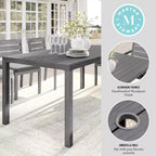 Martha Stewart Bedford 71 Tavolo da esterno-interno con finitura in alluminio spazzolato effetto venature del legno
