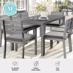 Martha Stewart Bedford 71 Tavolo da esterno-interno con finitura in alluminio spazzolato effetto venature del legno