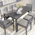 Martha Stewart Bedford 71 Tavolo da esterno-interno con finitura in alluminio spazzolato effetto venature del legno