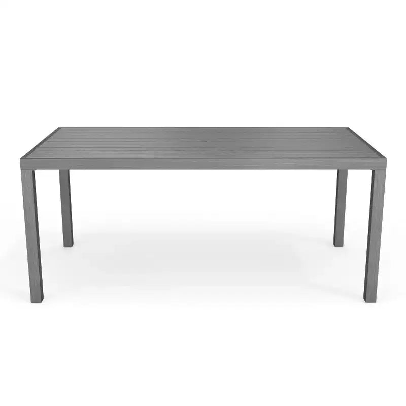 Martha Stewart Bedford 71 Tavolo da esterno-interno con finitura in alluminio spazzolato effetto venature del legno