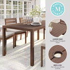 Martha Stewart Bedford 71 Tavolo da esterno-interno con finitura in alluminio spazzolato effetto venature del legno