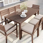 Martha Stewart Bedford 71 Tavolo da esterno-interno con finitura in alluminio spazzolato effetto venature del legno