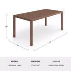 Martha Stewart Bedford 71 Tavolo da esterno-interno con finitura in alluminio spazzolato effetto venature del legno
