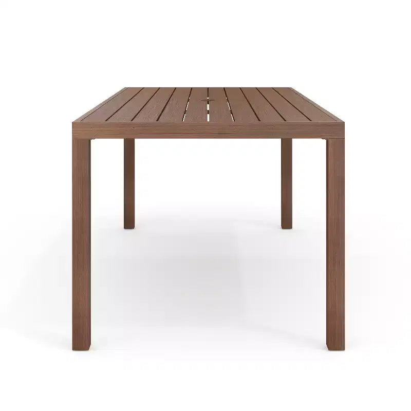 Martha Stewart Bedford 71 Tavolo da esterno-interno con finitura in alluminio spazzolato effetto venature del legno