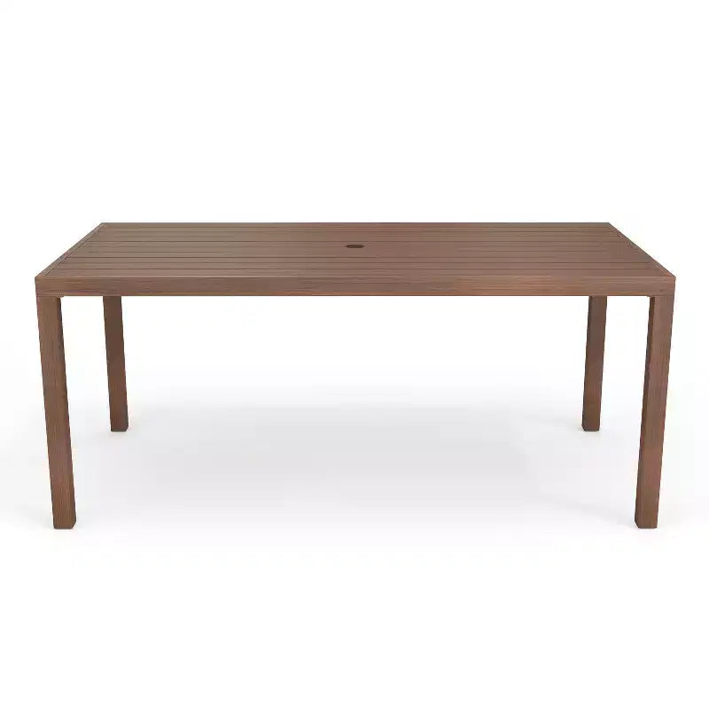 Martha Stewart Bedford 71 Tavolo da esterno-interno con finitura in alluminio spazzolato effetto venature del legno