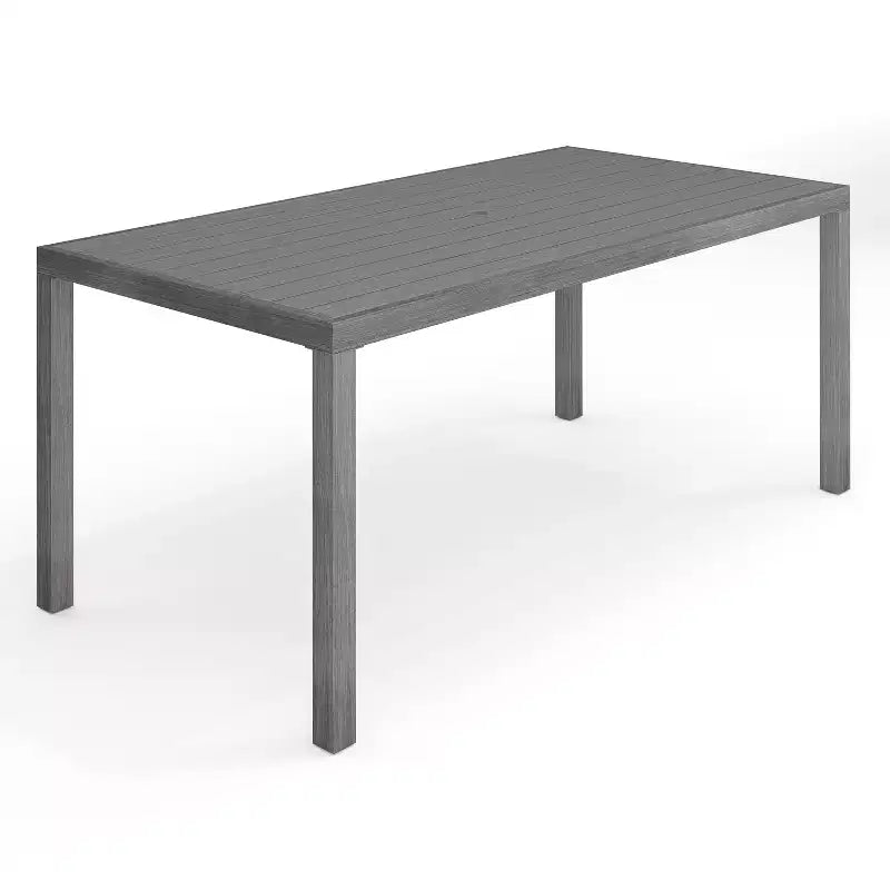 Martha Stewart Bedford 71 Indoor-Outdoor Patio Table with Brushed Woodgrain Aluminum Finish