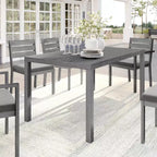 Martha Stewart Bedford 62 Tavolo da patio per interni-esterni con finitura in alluminio spazzolato effetto legno