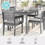 Martha Stewart Bedford 62 Tavolo da patio per interni-esterni con finitura in alluminio spazzolato effetto legno
