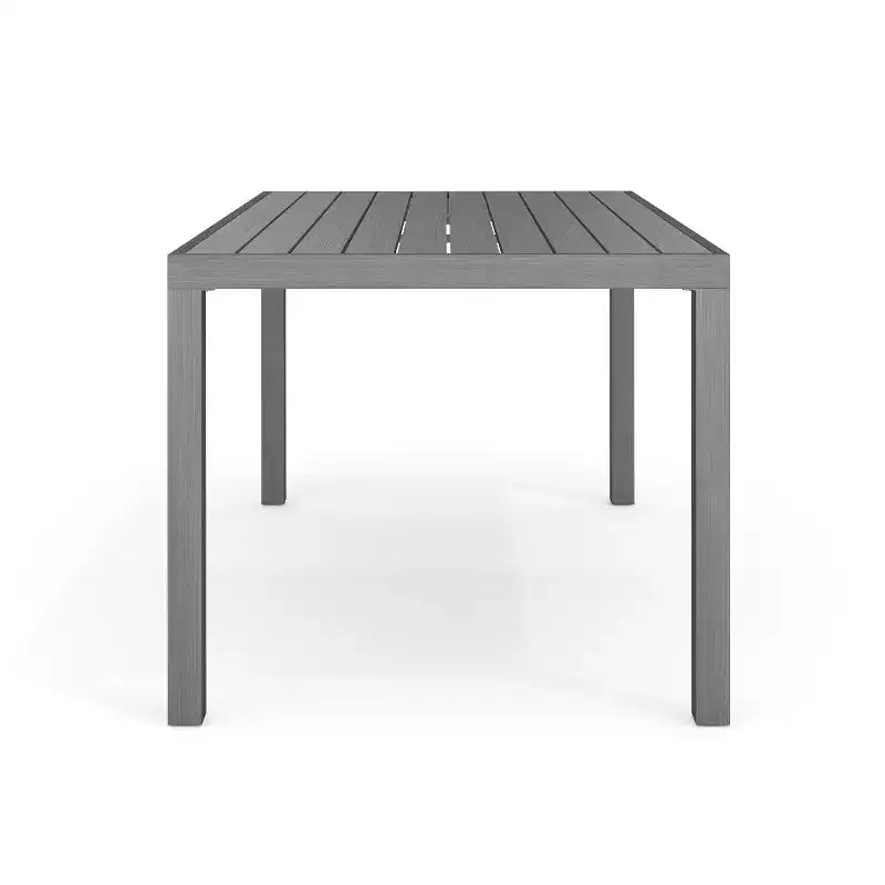 Martha Stewart Bedford 62 Tavolo da patio per interni-esterni con finitura in alluminio spazzolato effetto legno
