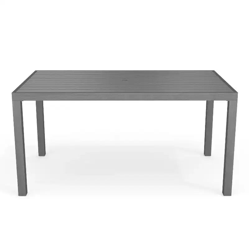 Martha Stewart Bedford 62 Tavolo da patio per interni-esterni con finitura in alluminio spazzolato effetto legno