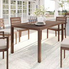 Martha Stewart Bedford 62 Tavolo da patio per interni-esterni con finitura in alluminio spazzolato effetto legno