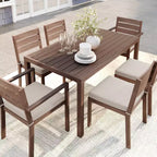 Martha Stewart Bedford 62 Tavolo da patio per interni-esterni con finitura in alluminio spazzolato effetto legno