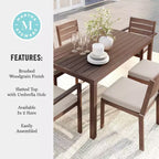 Martha Stewart Bedford 62 Tavolo da patio per interni-esterni con finitura in alluminio spazzolato effetto legno