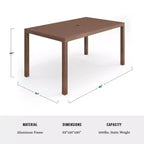 Martha Stewart Bedford 62 Tavolo da patio per interni-esterni con finitura in alluminio spazzolato effetto legno