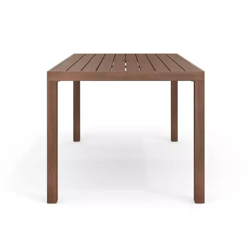 Martha Stewart Bedford 62 Tavolo da patio per interni-esterni con finitura in alluminio spazzolato effetto legno