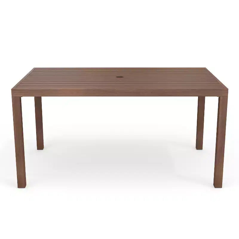 Martha Stewart Bedford 62 Tavolo da patio per interni-esterni con finitura in alluminio spazzolato effetto legno