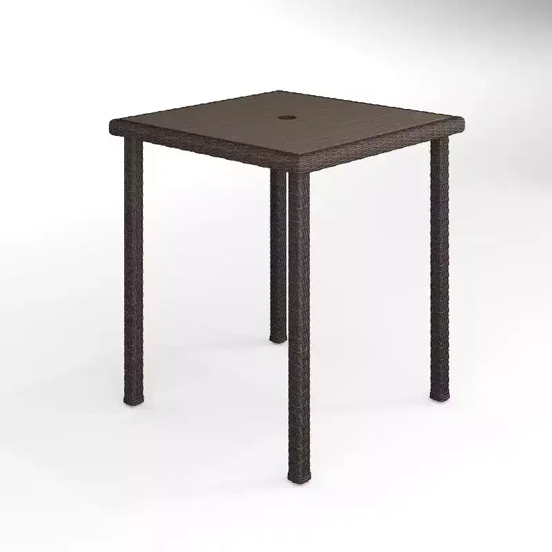 Martha Stewart Bedford Indoor-Outdoor Patio Bar Height Table with Engineered Wood Top in Rattan Wicker