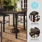 Tavolo da bar alto da esterno/interno Martha Stewart Bedford con piano in legno composito in vimini effetto rattan