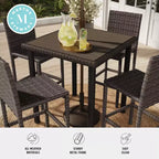 Tavolo da bar alto da esterno/interno Martha Stewart Bedford con piano in legno composito in vimini effetto rattan