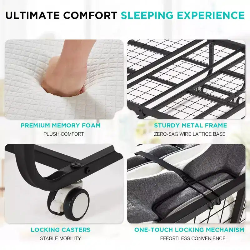 Lettino pieghevole EROMMY Super Singolo 31''L con materasso incluso, divano letto