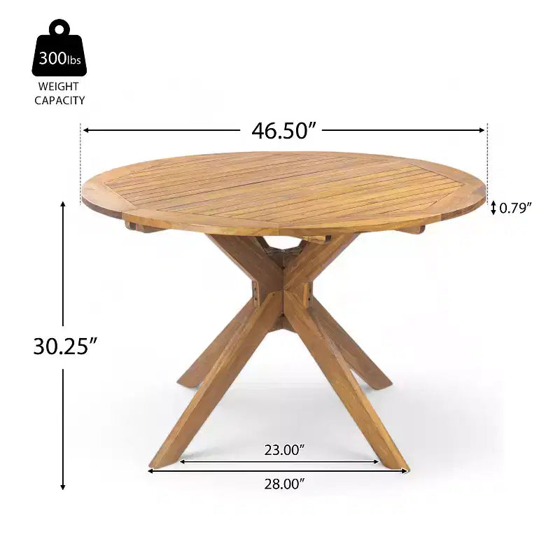 Set da pranzo da 5 pezzi GDFStudio Tara per esterni in vimini e legno di acacia con cuscini