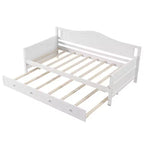Costway Divano Letto a Una Piazza con Letto Estraibile in Legno Massiccio con Doghe, Letto per Ospiti Bianco/Grigio