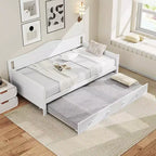 Costway Divano Letto a Una Piazza con Letto Estraibile in Legno Massiccio con Doghe, Letto per Ospiti Bianco/Grigio