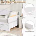 Costway Divano Letto a Una Piazza con Letto Estraibile in Legno Massiccio con Doghe, Letto per Ospiti Bianco/Grigio