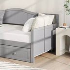 Costway Divano Letto a Una Piazza con Letto Estraibile in Legno Massiccio con Doghe, Letto per Ospiti Bianco/Grigio