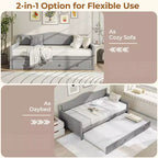 Costway Divano Letto a Una Piazza con Letto Estraibile in Legno Massiccio con Doghe, Letto per Ospiti Bianco/Grigio