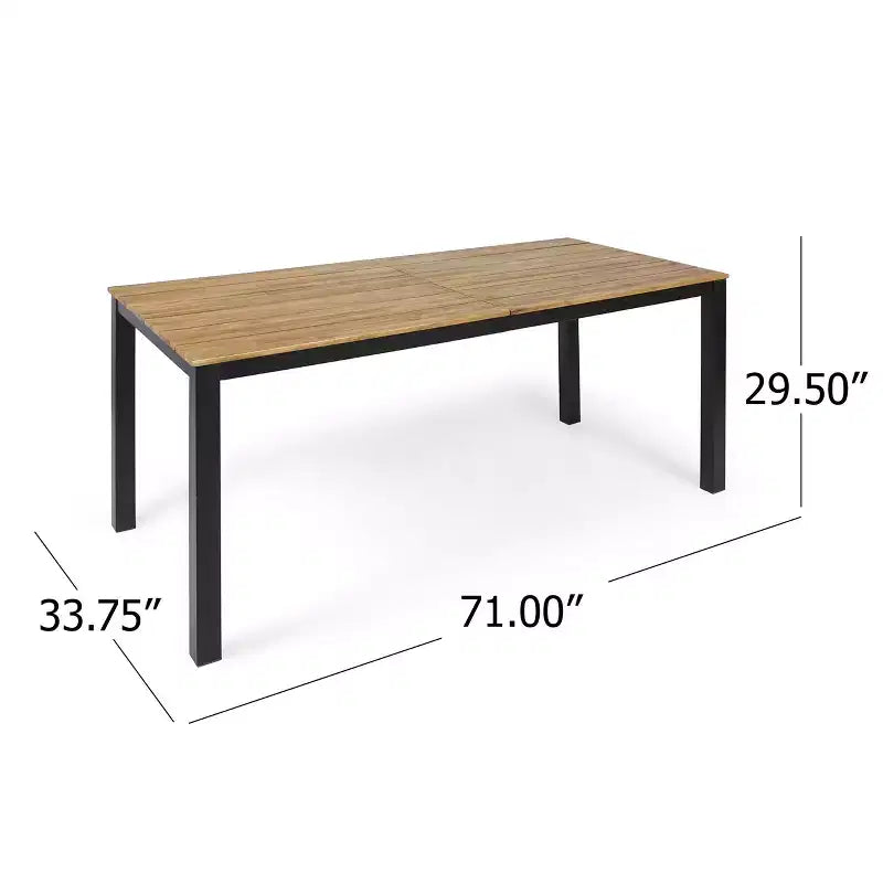 GDFStudio Billie Tavolo da Pranzo per Esterni 70.75 in Legno di Acacia e Metallo, Nero e Teak