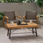 GDFStudio Rosario Outdoor Industrial 45.75 Acacia Wood Coffee Table, Teak/Rustic Metal