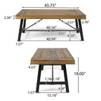 GDFStudio Rosario Tavolino da Caffè da Esterno Industriale 45,75 in Legno di Acacia, Teak/Metallo Rustico