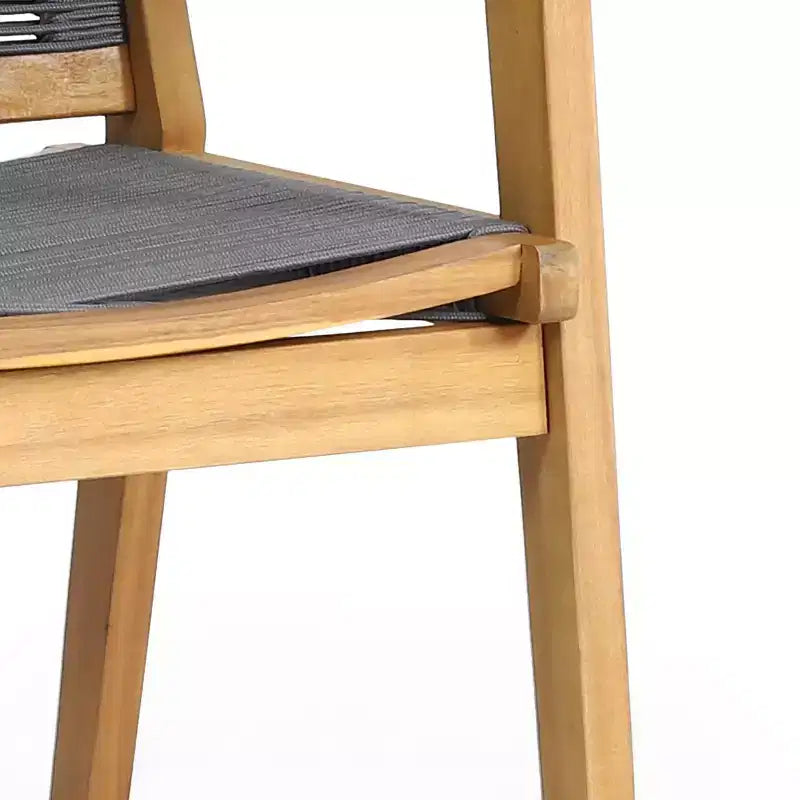 Set da pranzo GDFStudio Specter da 5 pezzi in legno di acacia e corda per esterni, Teak/Grigio scuro